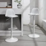 Lot de 2 tabourets de bar en polypropylène et métal - Hauteur réglable - Blanc - XAFY