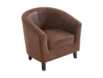 Fauteuil cabriolet en microfibre vieillie marron CRISTOBAL II – Image 3