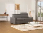 Canapé 4 places convertible express en tissu gris - couchage lattes larges 160 cm - Matelas 22 cm avec mémoire de forme VIZIR