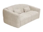 Canapé 3 places convertible express en tissu bouclette beige - Couchage 140 cm - Matelas 13 cm RETUNA II – Image 3