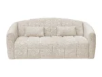 Canapé 3 places convertible express en tissu bouclette beige - Couchage 140 cm - Matelas 13 cm RETUNA II – Image 2