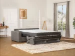 Canapé 4 places convertible express en tissu gris - couchage lattes larges 160 cm - Matelas 22 cm avec mémoire de forme VIZIR – Image 2