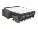 Canapé 4 places convertible express en tissu gris - couchage lattes larges 160 cm - Matelas 22 cm avec mémoire de forme VIZIR – Image 4