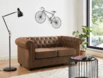 Canapé 2 places CHESTERFIELD en microfibre aspect cuir vieilli