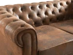 Canapé 2 places CHESTERFIELD en microfibre aspect cuir vieilli – Image 7