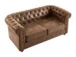 Canapé 2 places CHESTERFIELD en microfibre aspect cuir vieilli – Image 5