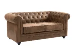 Canapé 2 places CHESTERFIELD en microfibre aspect cuir vieilli – Image 3