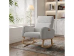 Fauteuil à Bascule, Fauteuil De Relaxation, Avec Poches Et Pieds En Bois,velours Teddy Gris