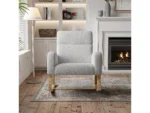Fauteuil à Bascule, Fauteuil De Relaxation, Avec Poches Et Pieds En Bois,velours Teddy Gris – Image 3