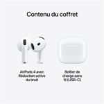 Apple Airpods 4 Blanc avec Boîtier de charge USB‑C Ecouteurs sans fil avec réduction active du bruit – Image 2