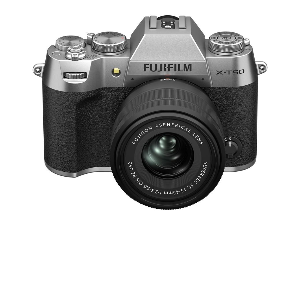 Kit-Appareil-photo-hybride-Fujifilm-X-T50-Argent-XC15-45mm.jpg Kit Appareil photo hybride Fujifilm X-T50 Argent + XC15-45mm – Image 1