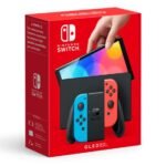 Nintendo Switch (modèle OLED) avec manettes Joy-Con bleu néon / rouge néon