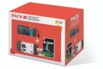 Pack Console Nintendo Switch Rouge et Bleu Néon + Jeu EA Sports FC 24 + Starter Pack 6 en 1 Néon + Carte