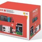 Pack Console Nintendo Switch Rouge et Bleu Néon + Jeu EA Sports FC 24 + Starter Pack 6 en 1 Néon + Carte
