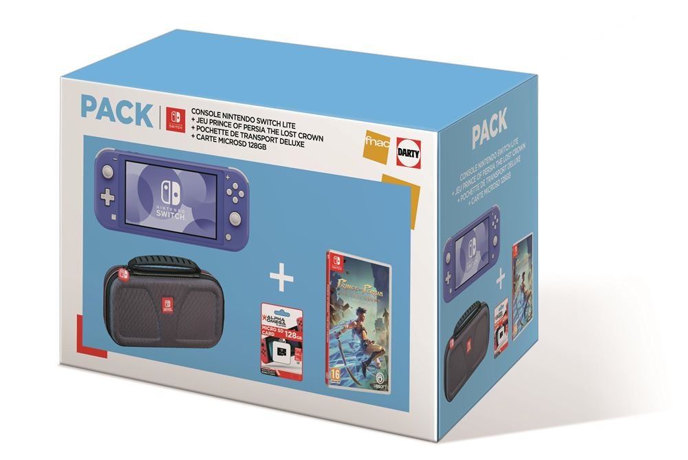 Pack-Fnac-Console-Nintendo-Switch-Lite-Bleu-Prince-of-Persia-The-lost-Crown-Pochette-de-transport-deluxe-Carte-microSD-128Go.jpg Pack Fnac Console Nintendo Switch Lite Bleu + Prince of Persia The lost Crown + Pochette de – Image 1
