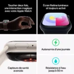 Montre connectée APPLE WATCH Serie 9 Cellular 45mm Acier/Argent Bleu Orage M/L – Image 8
