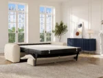 Canapé 4 places convertible express en velours côtelé beige - Matelas 13 cm mémoire de forme POGNIA – Image 2