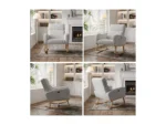 Fauteuil à Bascule, Fauteuil De Relaxation, Avec Poches Et Pieds En Bois,velours Teddy Gris – Image 4